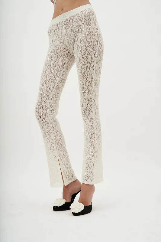 Low Rise Off White Lace Legging