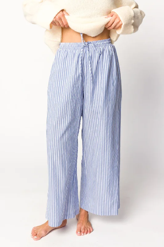 Savannah Striped Culotte Pant in Sky/Ivory