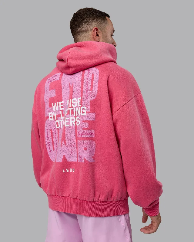 Unisex Washed Empower Hoodie Oversize - Berry Pink-Pastel Orchid