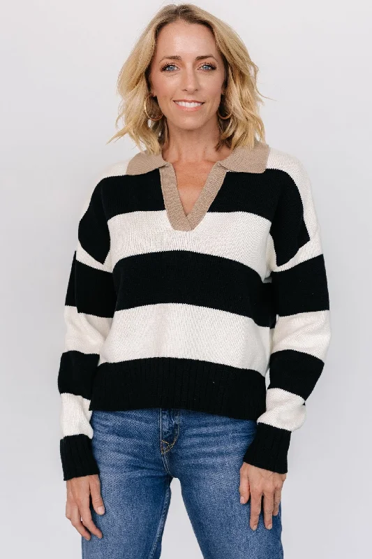 Alec Striped Sweater | Black + Ivory