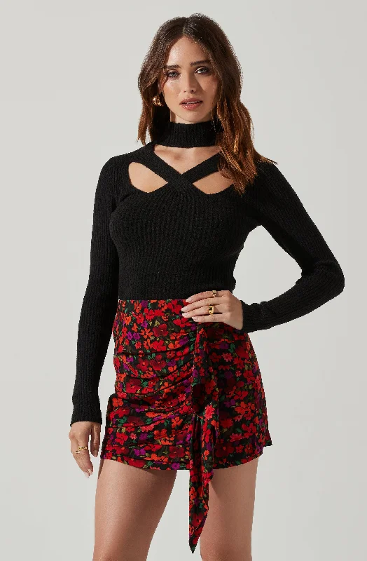 Antonella Mock Neck Cutout Sweater