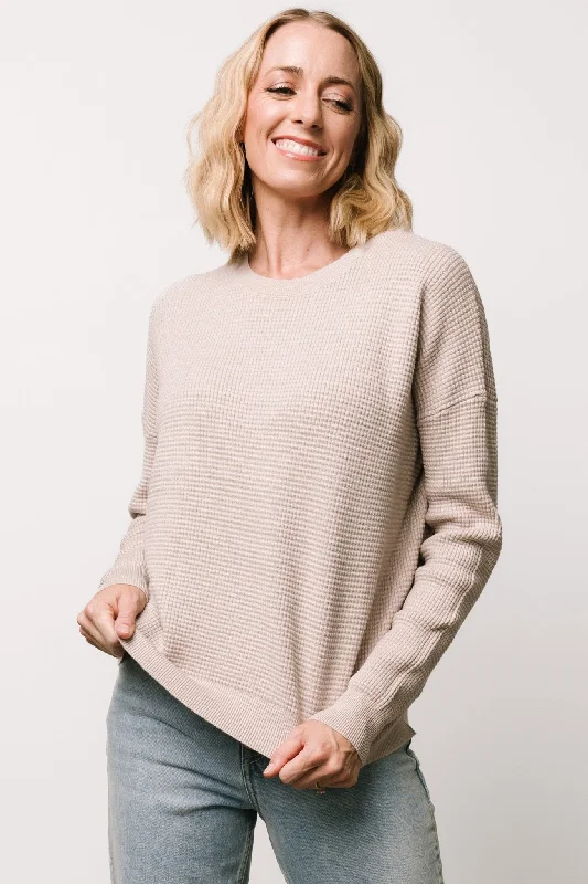 Carey Waffle Sweater | Taupe