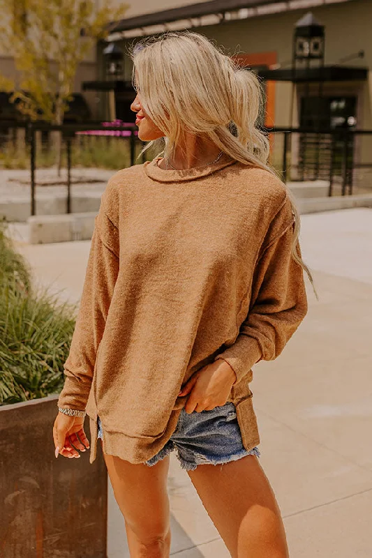 Cue The Cozy Oversized Sweater in Dark Camel