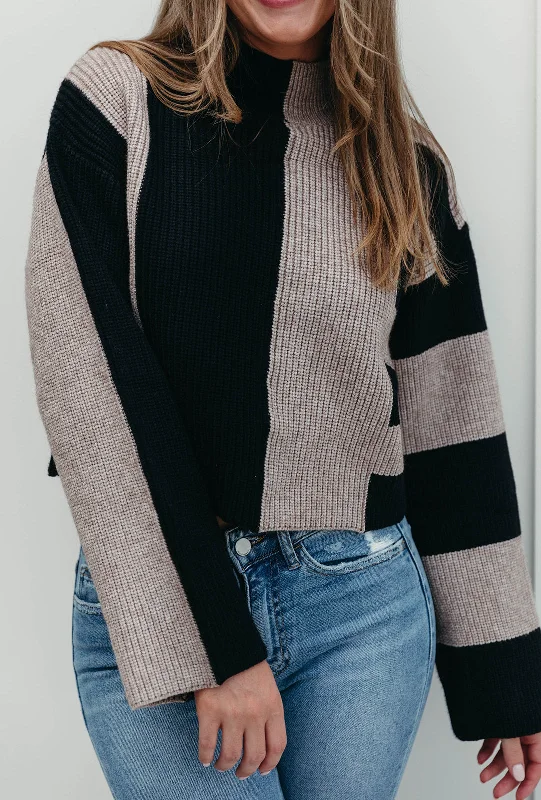 Kamryn Colorblock Sweater - Black/Oat