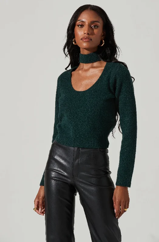 Marion Mock Neck Cutout Sweater