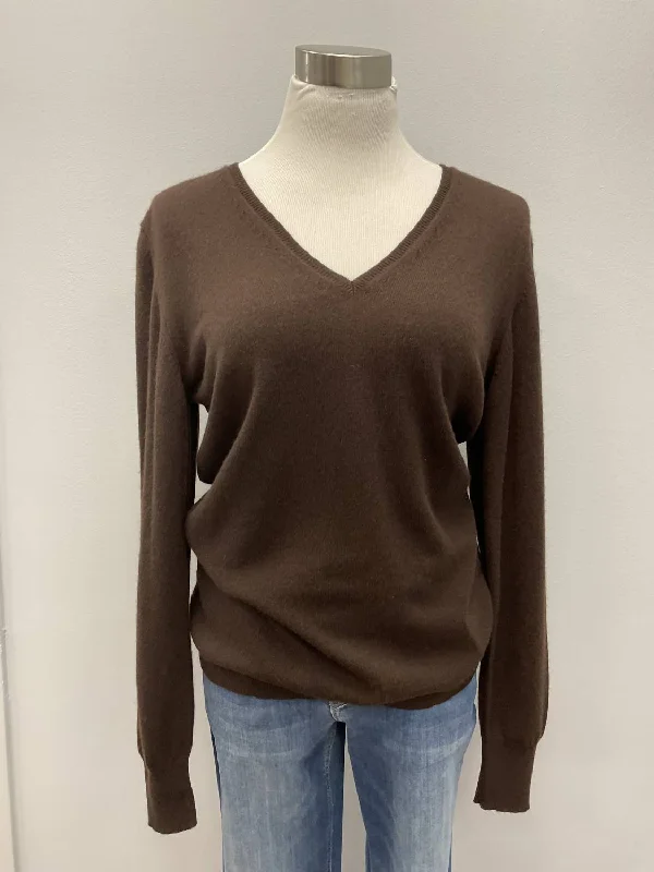 V-Neck Cashmere Sweater In Chocolate