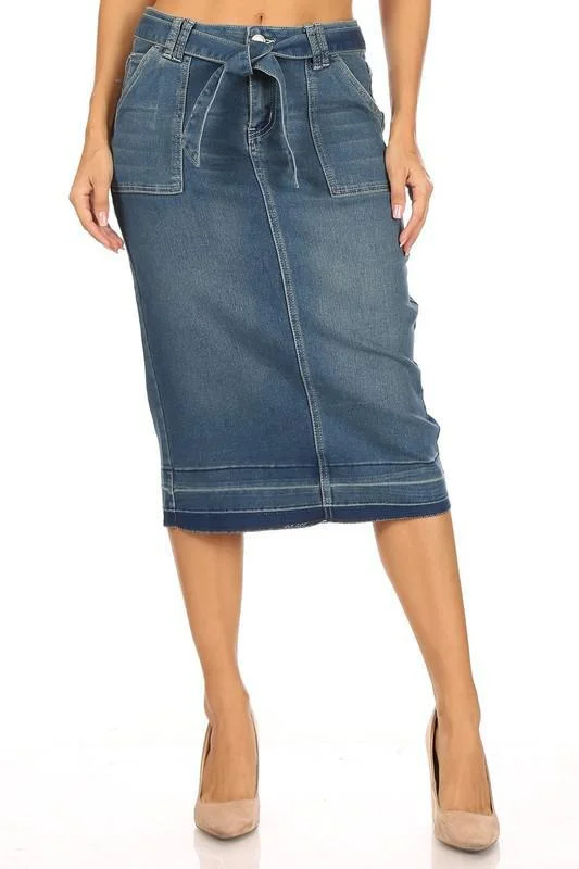 Front Belted Denim Skirt (Vintage) - FINAL SALE