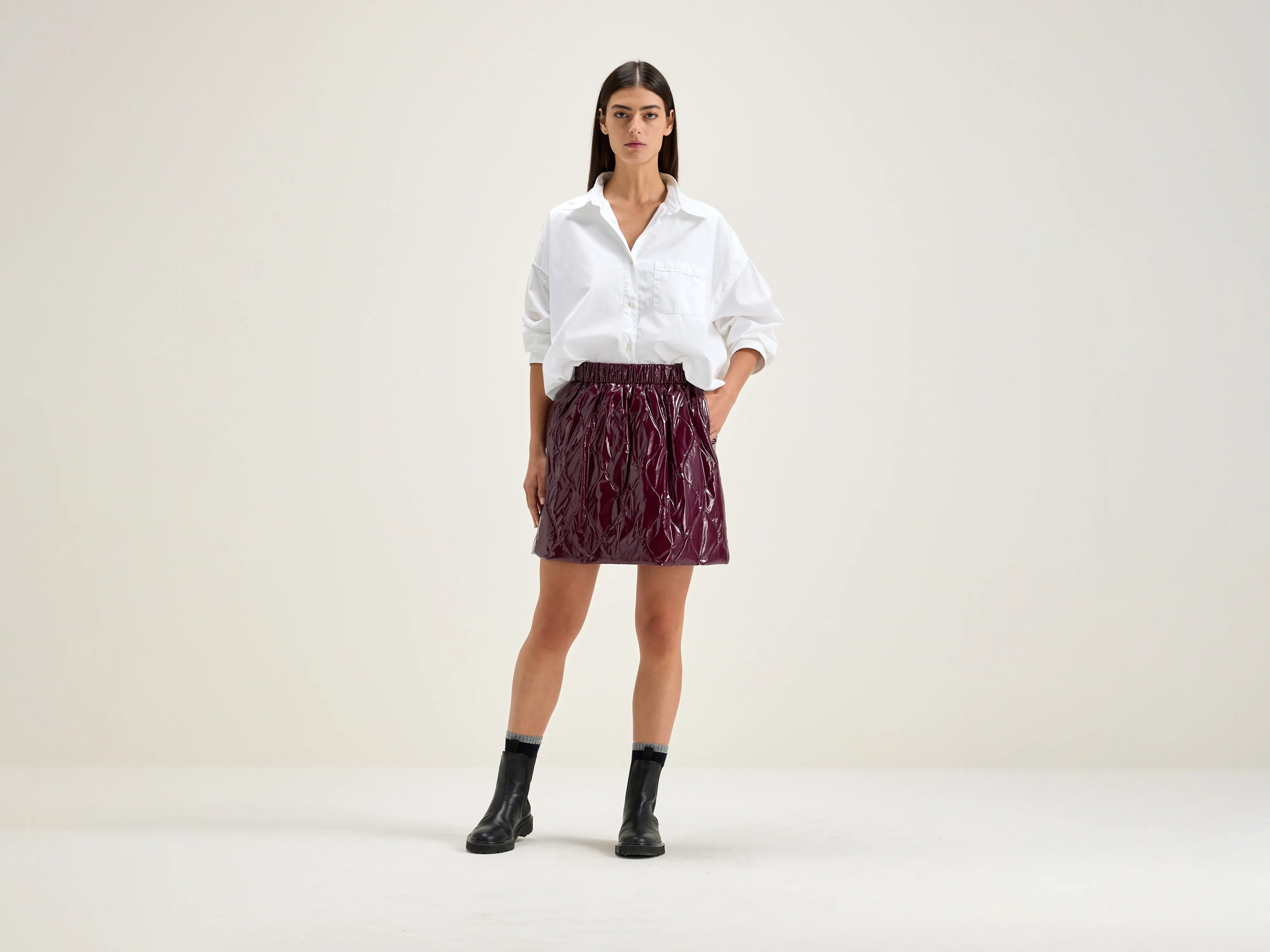 Heleni quilted mini skirt (242 / W / WINE)