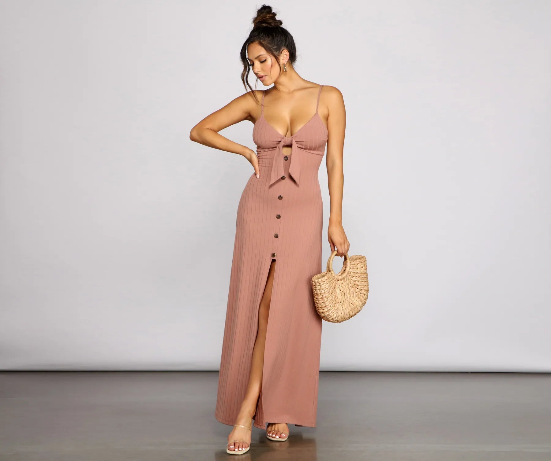 Effortless Style Tie-Front Maxi Dress