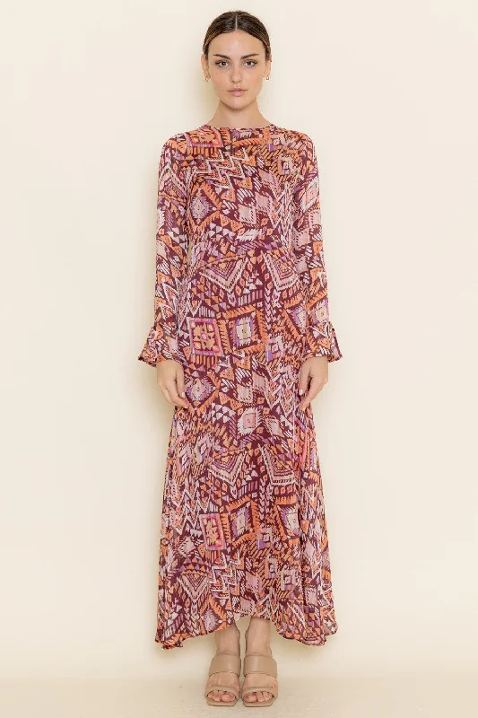 Multi Abstract Print Boho Maxi Dress