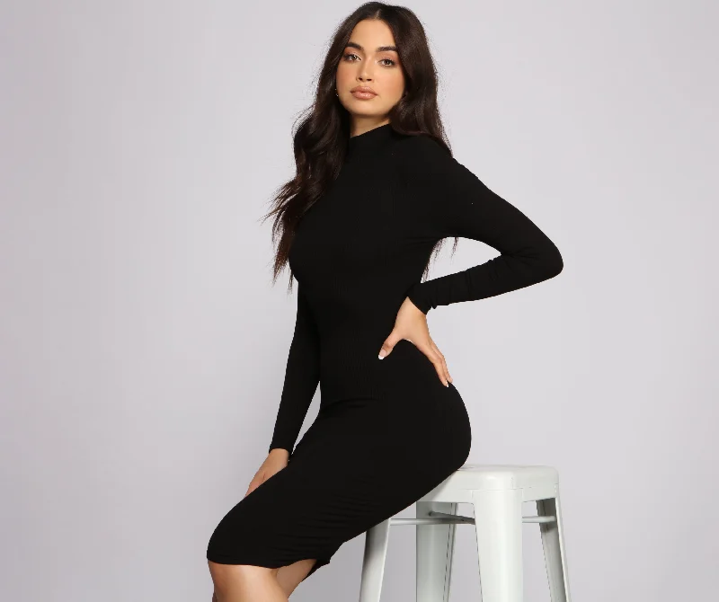 The Every Day Ribbed Knit Midi Dress