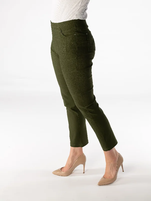 27" leg pocket panel trouser elastic- Olive