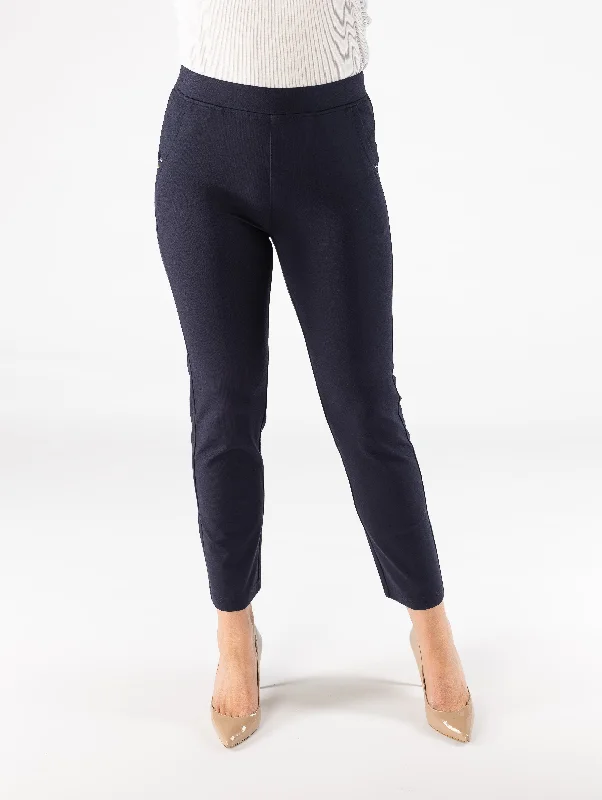 27" Trouser With Stud Detail- Navy