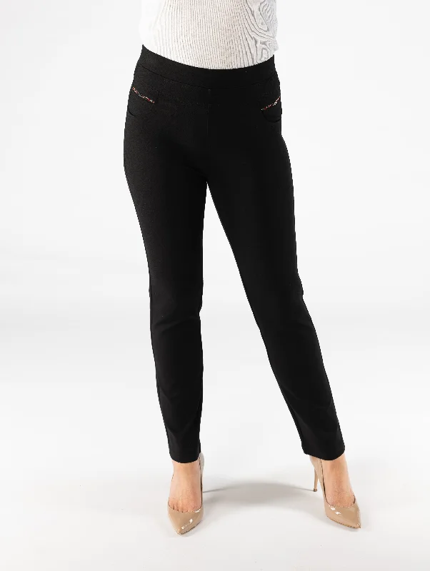 fancy trim detail trouser 292 Leg-  BLACK