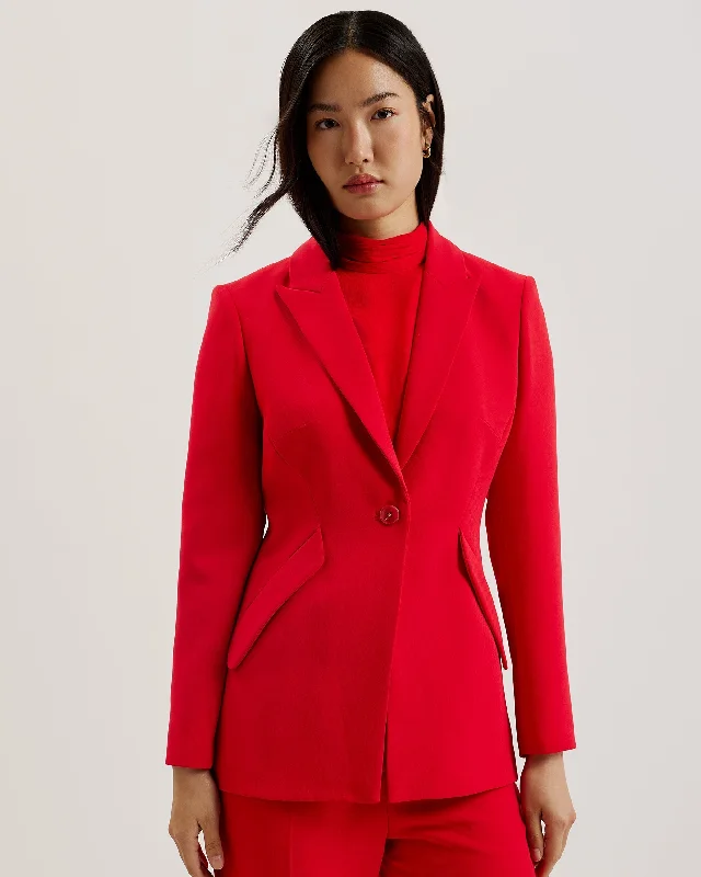 Manabl Single Breasted Tailored Blazer Red