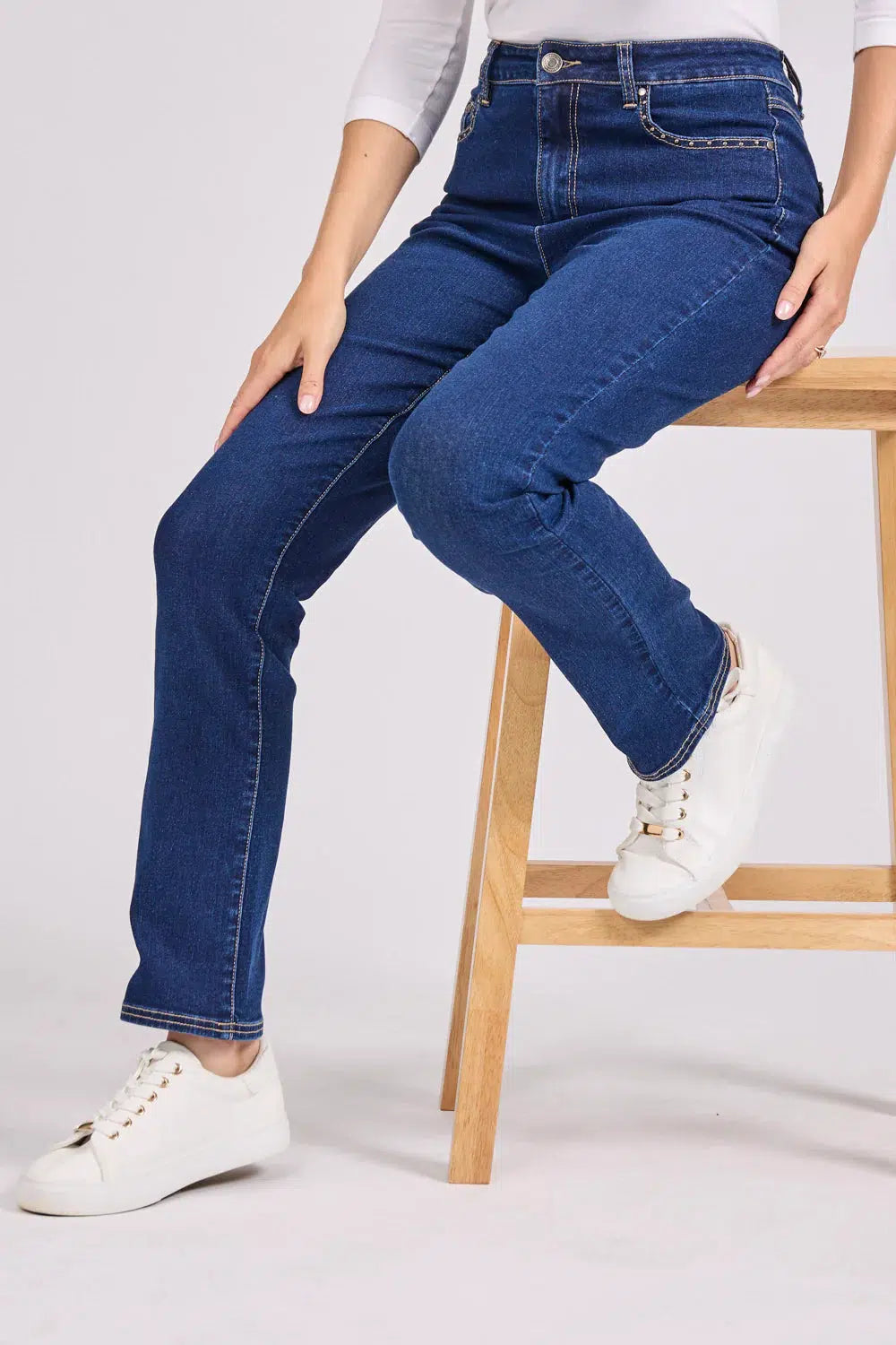 Stud Pocket Jeans- Dark Denim