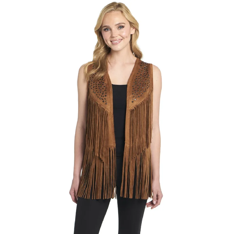 Cripple Creek Womens Double-Faced Precious Copper Polyester Faux Leather Vest