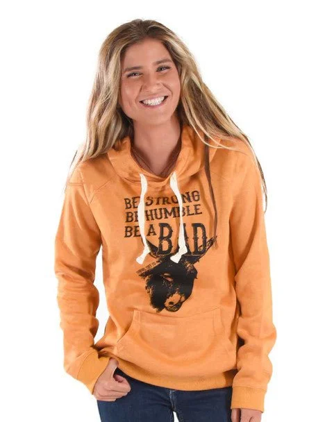 Cowgirl Tuff Womens Be Strong Be Humble Orange Poly/Rayon Hoodie