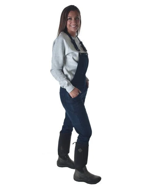 Cowgirl Tuff Womens Winter Tuck In Dark Wash Cotton Blend Bib Overall