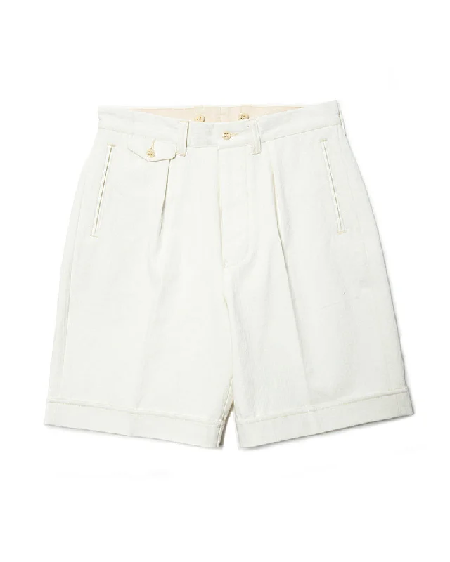 Commander Pleated White Shorts