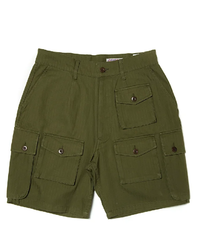 Olive Multiple Pockets Cargo Shorts