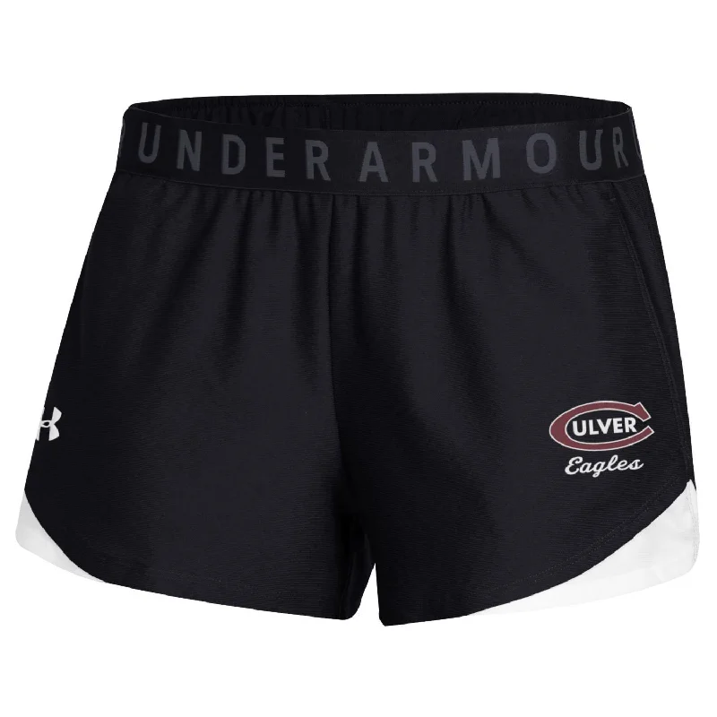 UA Womens Playup Short - Black & White